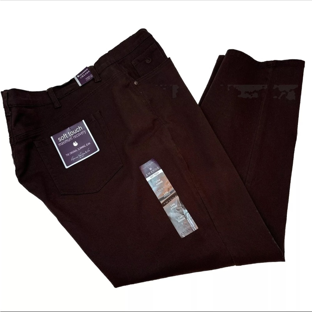 Gloria Vanderbilt Amanda Jeans Slimming Effect Tapered Coffee Roast NWT Sz 24 Av